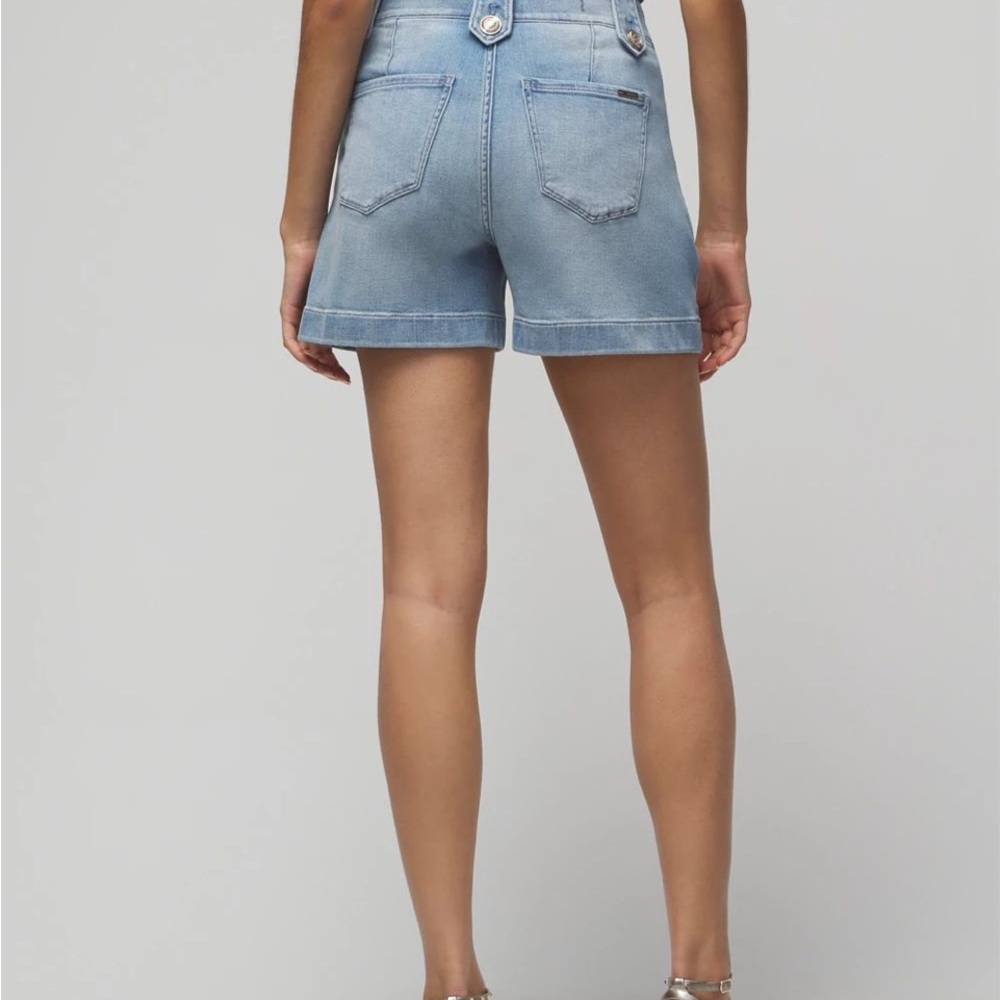 White House Black Market Women's Denim High Rise Shorts with Button Detail - Picture 2 of 7